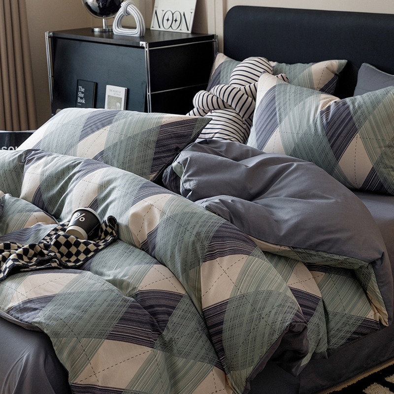 Cama de algodón de cuatro piezas, nueva sábanas de dormitorio de algodón, colchón doble, ropa de cama de tres piezas, impresión de alta calidad de cuatro piezas