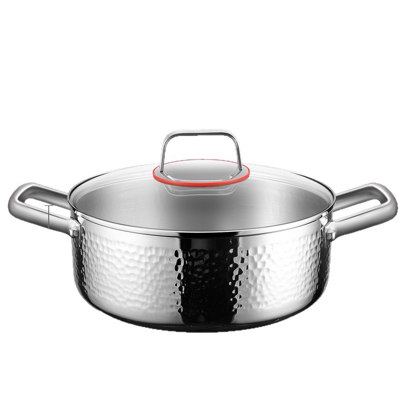 Sonqiang 316 olla de sopa de acero inoxidable con vapor hogar sin recubrimiento olla de doble oreja pequeña olla caliente Cocina de Inducción dedicada