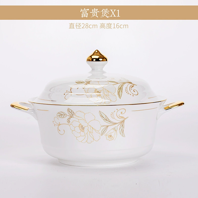 Красная фарфоровая столовая посуда из костяного фарфора Jingdezhen, набор фарфоровых чаш с фениксом и палочки для еды, подарки для домашнего использования, керамические чаши и тарелки, набор для супа и лапши