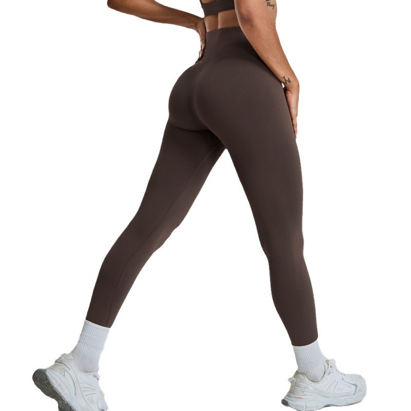 Nuevos pantalones de yoga de cintura alta sin costuras para mujer, pantalones deportivos al aire libre con abdomen ajustado y caderas de melocotón, pantalones de fitness de secado rápido para correr