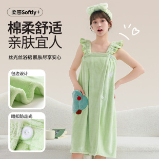 Thickened Adult Bath Towel New Arrival Wearing Cotton Absorbent Quick-drying Household Nightgown Autumn and Winter Bathing Bathrobe Bath Skirt for Women