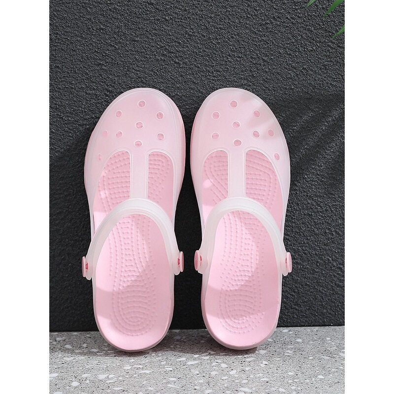 42.43 Plus Size Summer Clogs Women's Sandals Thick Sole Non-Slip Jelly Soft Sole Women's Slippers Beach Shoes