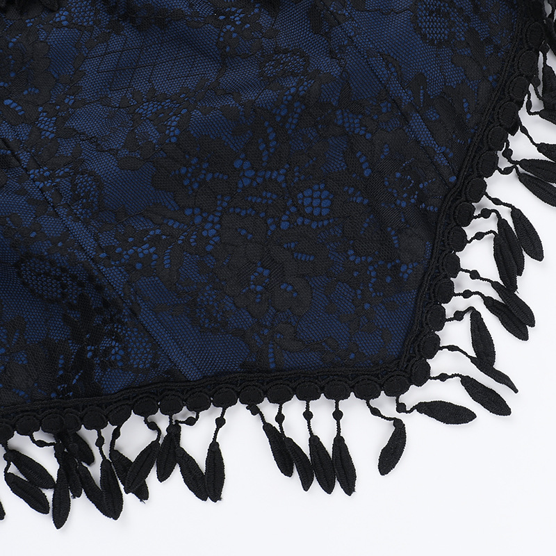 Autumn Lace Irregular Asymmetric Sexy off the Shoulder Tassel Top for Women