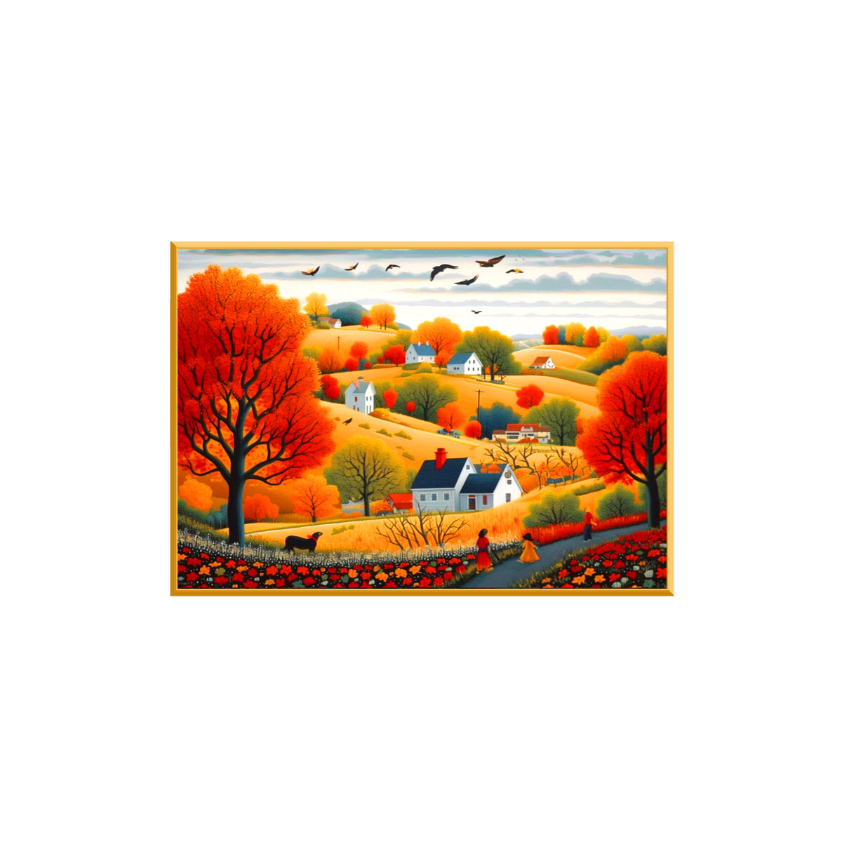 Nuevo bordado cruzado transfronterizo ciudad de cuento de hadas hermoso paisaje cálido sala de estar decoración de pintura de dormitorio bordado cruzado a mano image 5