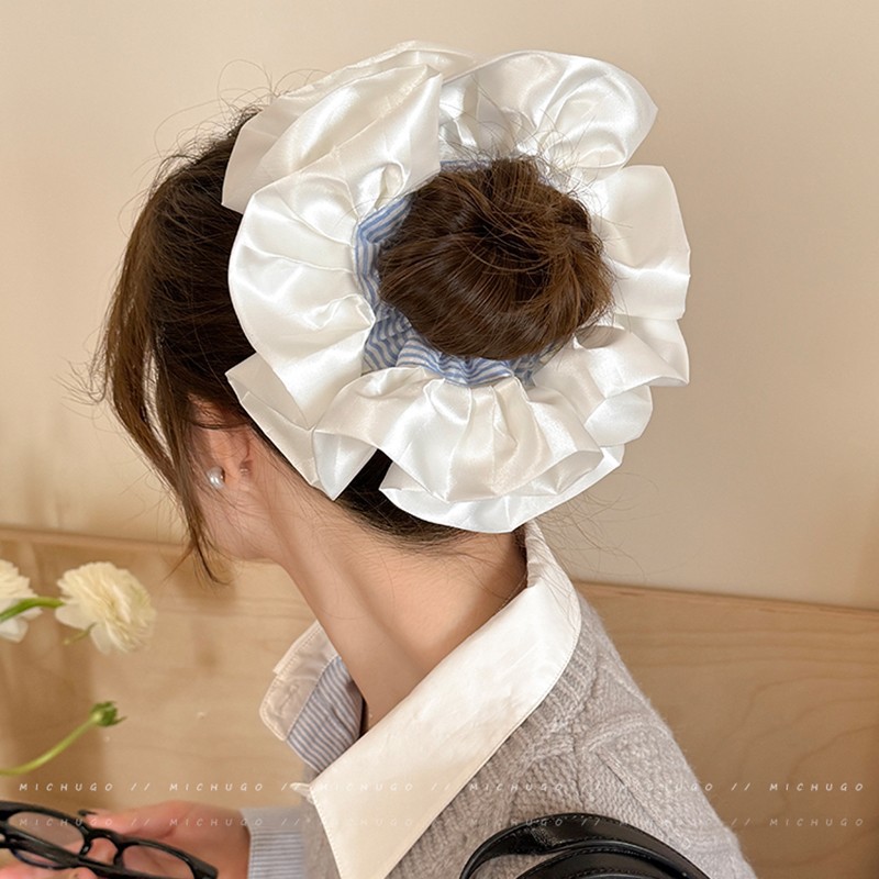 Ballet estilo encaje intestino grueso lazo para el cabello de alto valor con cola de caballo cuerda para el cabello flor para la cabeza niña de verano bola cabeza cuerda para el cabello accesorios para el cabello