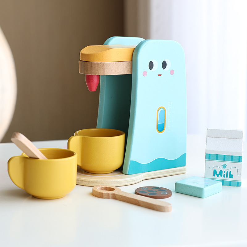 Simulación de educación temprana niños jugar casa tarde té postre pastel venta tetera taza juego de té traje de Madera Juguetes