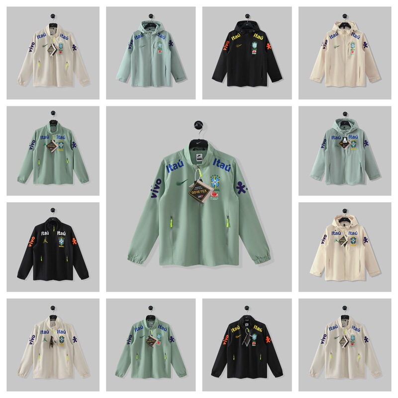 2627 Football Uniform Brazilian National Team Neymar's Same Style Windproof and Waterproof Training Jacket Fan Jacket