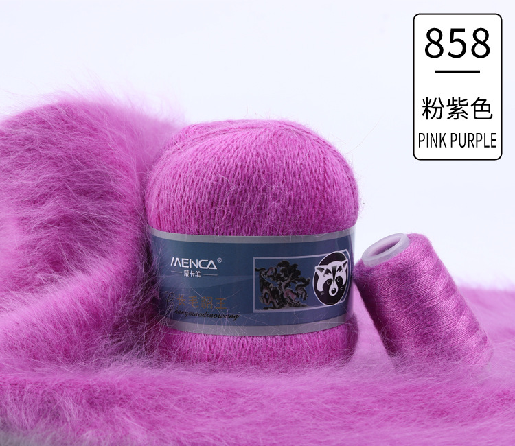 Hilo de lana de visón de lana larga Monopolio de la marca MENCA Hilo de lana de conejo de Angora Hilo de punto hecho a mano de 2 hilos