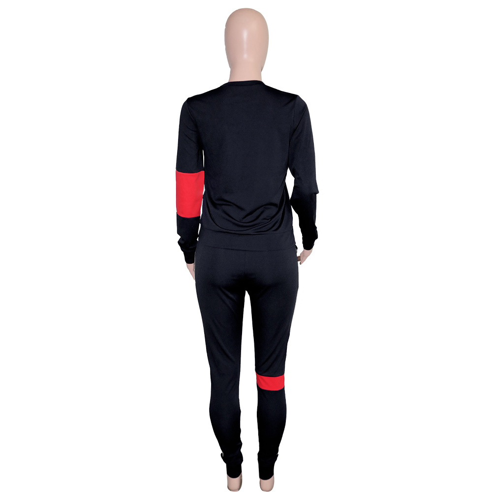 Women Clothing Sweater Patchwork Stripes Suit Sports Long Sleeve Casual Women Clothing