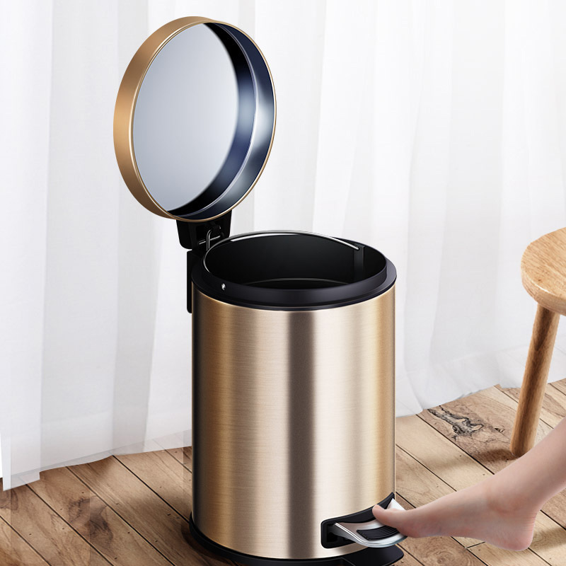 Defective Round Household Foot-Operated Stainless Steel Trash Can, Multiple Models, Kitchen and Bedroom Storage Bin, Wholesale, Large Capacity