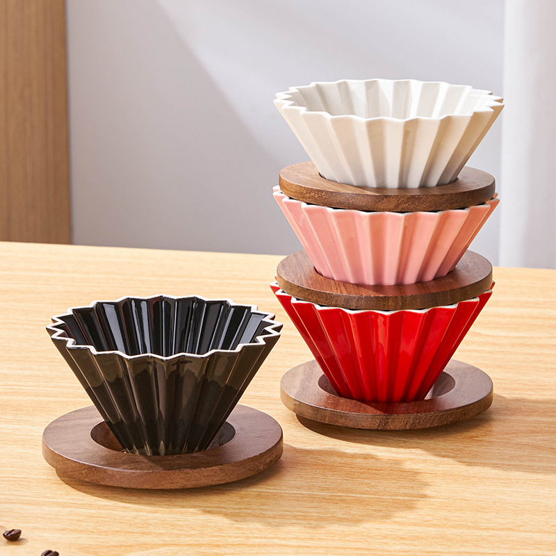 Ceramic origami filter cup coffee filter cup v60 hand filter cup funnel drip filter coffee appliance cake cup
