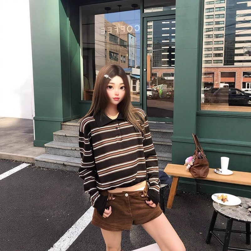 【格肉福女孩】艺术生穿搭*POLO长袖针织2色|undefined