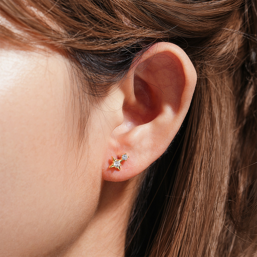 2g Weight Zircon Inlay Material Ear Studs Classification 1 Piece Quantity Daily Occasion 925 Sterling Silver Material Geometric Pattern Women's Gender Plating Design Simple Style Style 1 Piece Ear Cartilage Rings & Studs Simple Style Geometric 925 Sterling Silver Plating Zircon 38