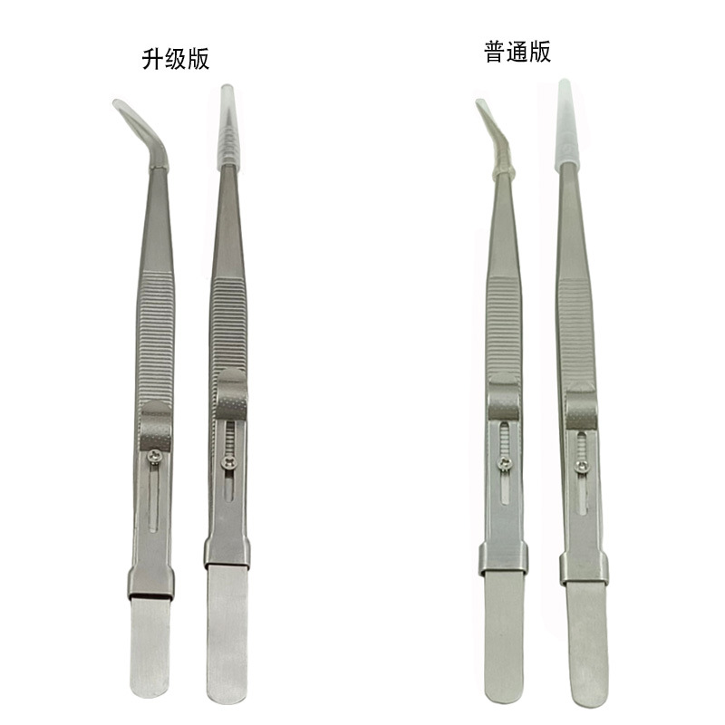 不锈钢直头弯头加厚珠宝镊子网格纹横条纹防滑珠宝夹宝石钻石工具