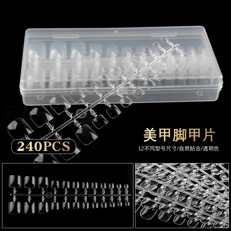 Nail Toe Fake Nail Piece Transparent Seamless 240 Piece Natural Color Foot Beauty Patch Short Foot Nail Piece Foot Nail Piece