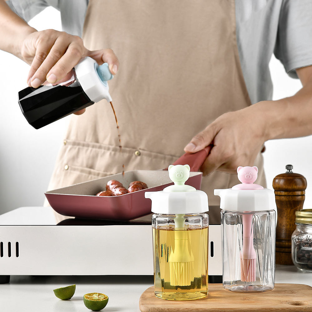 Press-type Silicone Oil Bottle Brush Oil Pot Barbecue Oil Control Bottle BBQOil Brush Soy Sauce Vinegar Bottle Liquid Seasoning Bottle