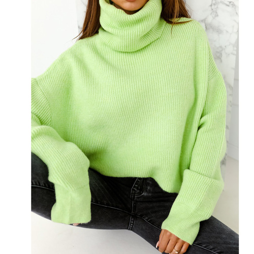 Solid color knitted pile collar loose sweater fashion female sweater сви́тер
