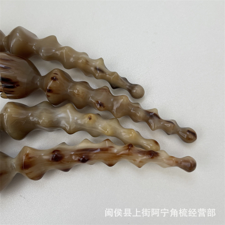 Horn Facial Massage Stick Gujiao Lianpeng 18 Bead Lotus Design Hand Carved Guasha Tool Portable Acupoint Massage Comb quality and texture