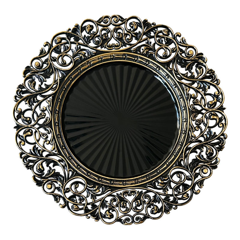 Cross-Border Factory 13inch Retro Export Wedding Hotel Party Decoration Plastic Plate Charger Plate