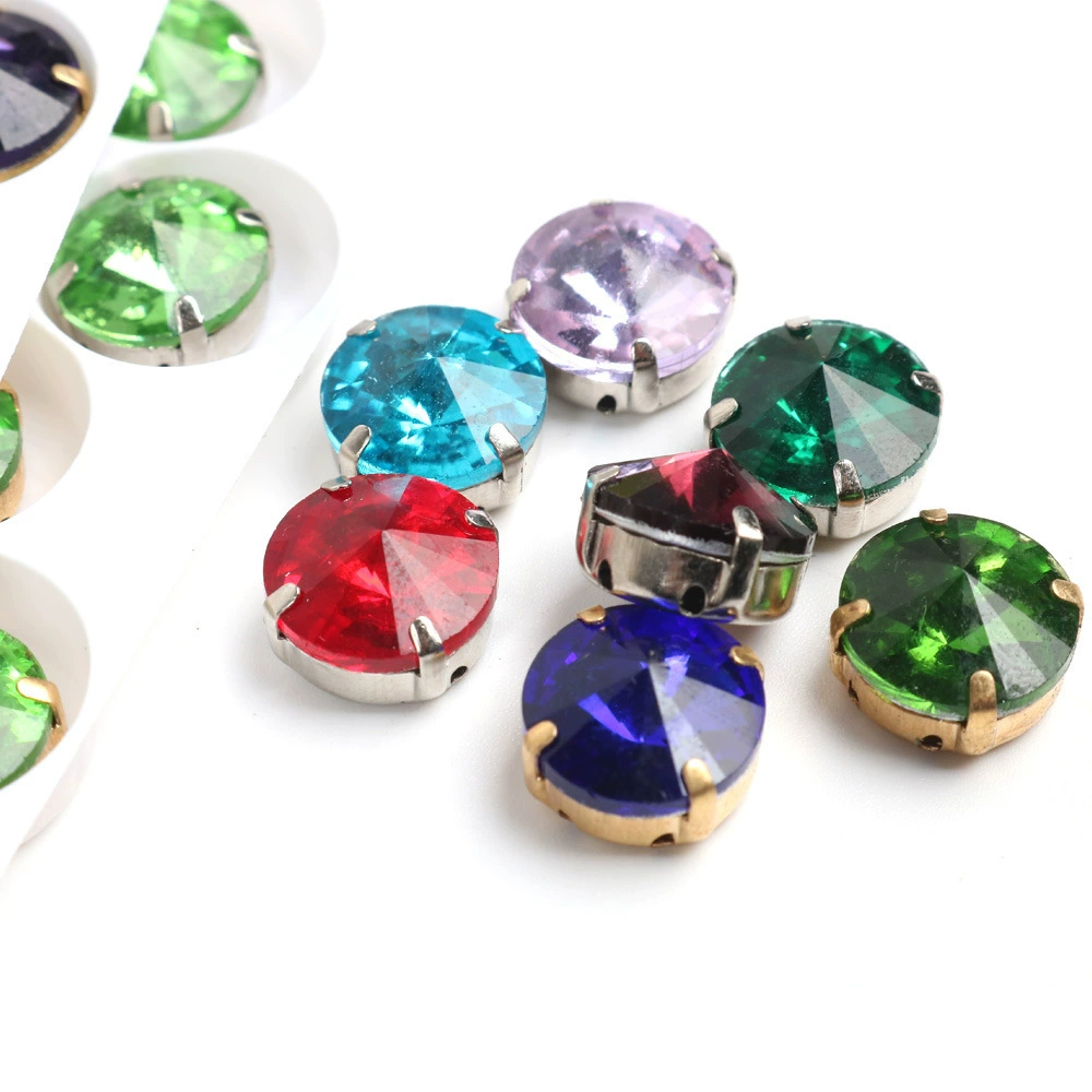 Glass satellite claw diamond DIY flat diamond jewelry dress, shoe hak, holes, hand sewing diamond clothing accessories