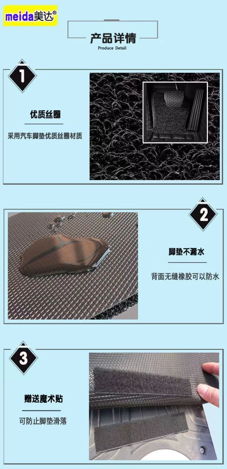 Universal electric vehicle coil floor mats, electric motorcycle foot mats, waterproof and non-slip, can be cut to size