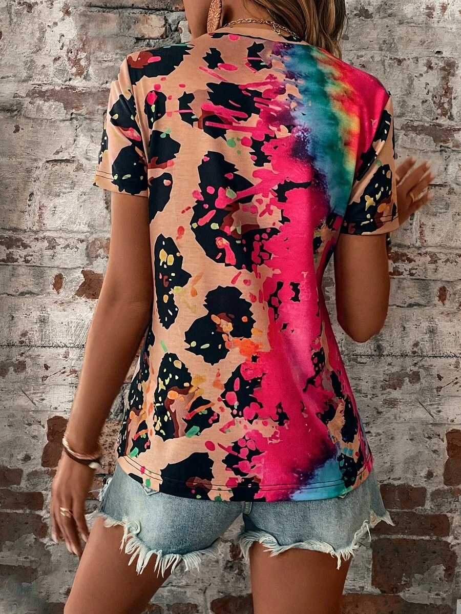 Title 6, Womens Summer Fashion Painted Short-sleeved Sl...
