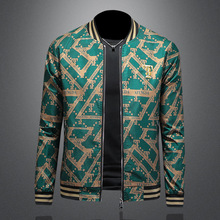 欧洲站2025春秋新款时尚印花男士欧货立领夹克帅气百搭休闲外套