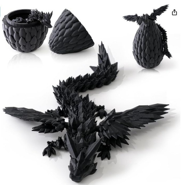 날개 달린 드래곤 비늘 에그 세트 블랙 13CM+22.5CM 드래곤