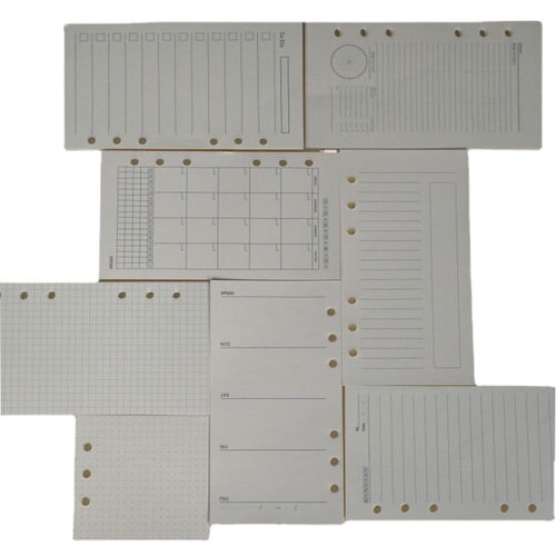 A5A6 six-hole loose-leaf notebook notebook with rice yellow Daolin paper inner core horizontal lines square month Sunday plan inner page