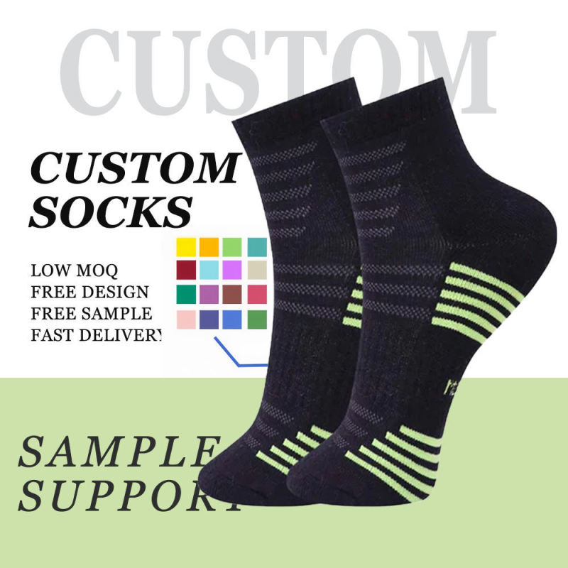 Factory Custom-Made High-Quality Men's Sports Running Socks, Unisex, Sweat-Absorbent, Breathable Cotton Socks, Quarter Length