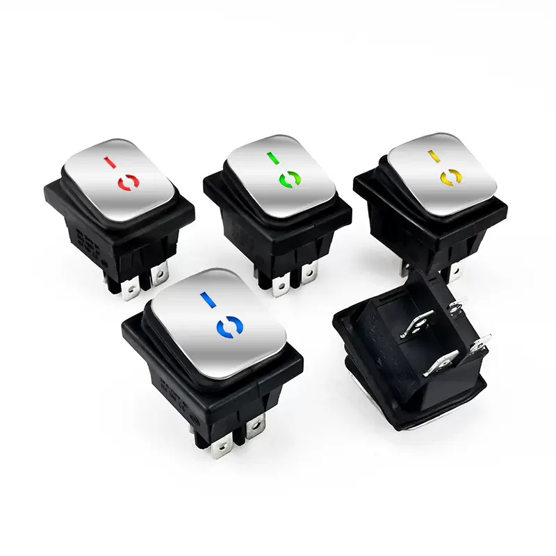 防水带灯翘板开关KCD4 不锈钢面带灯防水翘板开关4脚防尘电源开关
