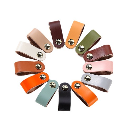 Factory Direct Sale Leather Pull Handles for Luggage Suitcases Bags Drawer Cabinet Door Pulls Brown Black Leather Knobs Wholesale