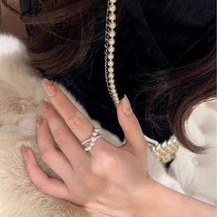 Star's Same Style Planetary Pearl Ring with 4-5mm Freshwater Beads Gradient Size