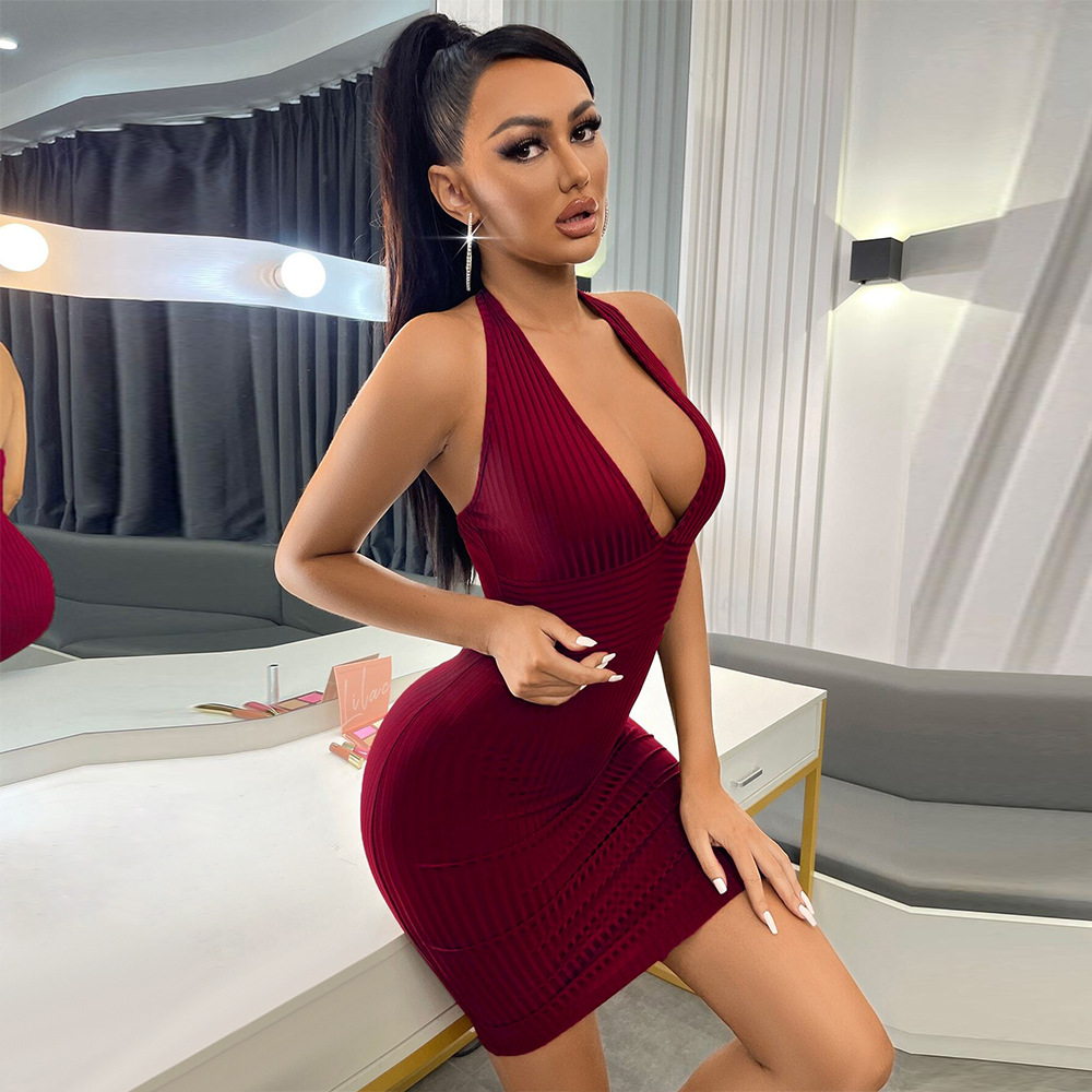 Women's Summer Elegant Slim Fit V-Neck Bodycon Dress