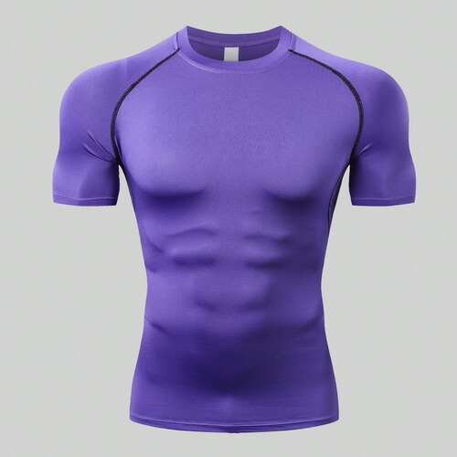 Men's Fitness Clothing Tight Short Sleeve Men's High Elastic Tight Summer T-shirt Sports Short Sleeve Quick Dry Ice Silk Running Training