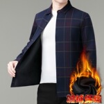 专柜高端男士羊绒衬衫秋冬款商务休闲百搭加绒加厚长袖衬衣打底衫