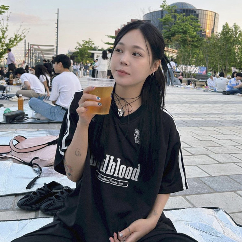 In-Stock Korean Trendy Brand Badblood Jersey Mesh Short-Sleeve T-Shirt American Retro Embroidery Couple Tops for Women In-Stock Korean Trendy Brand Badblood Jersey Mesh Short-Sleeve T-Shirt American Retro Embroidery Couple Tops for Women