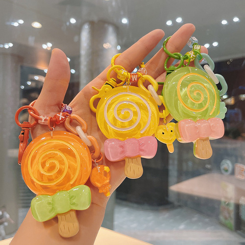 Korean trendy exquisite resin lollipop key chain pendant cute girls key chain bag car pendant