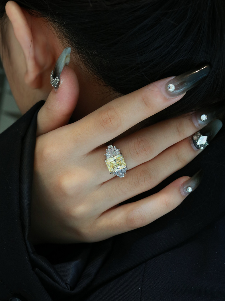 Fashion Geometric Sterling Silver Inlay Zircon Rings 1 Piece