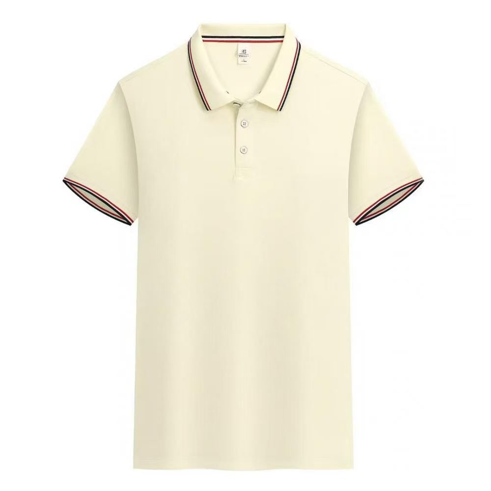 Ice silk polo shirt, casual short-sleeved collared men's summer double bar hexagonal pique business 7A antibacterial factory direct wholesale