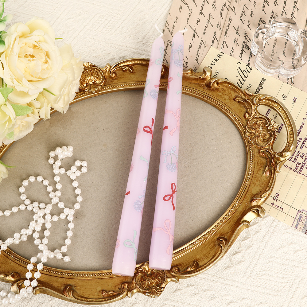 Velas de impresión de varilla larga de color europeo al por mayor casero sin humo romántico día de San Valentín cera de varilla de amor transfronteriza