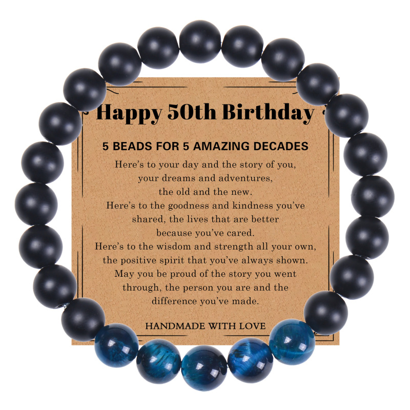 Amazon Cross-Border Card Bracelet Natural Tiger Eye Stone Greeting Card Men's and Women's Birthday Gift Beaded Fashion Bracelet Amazon Cross-Border Card Bracelet Natural Tiger Eye Stone Greeting Card Men's and Women's Birthday Gift Beaded Fashion Bracelet