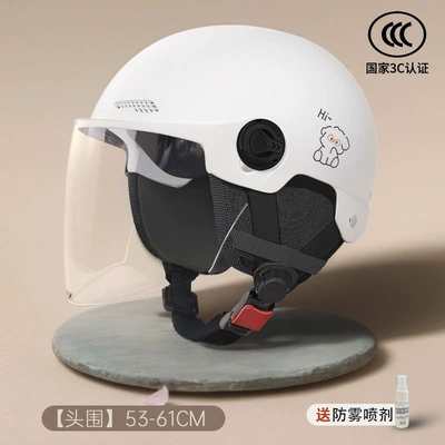 standard electric vehicle certified helmet for, Motosiklet kaskı (dəbilqə) - white-dog-safety-and-anti-fall-3c-certified-transparent-long-mirror-detachable-ear-protection