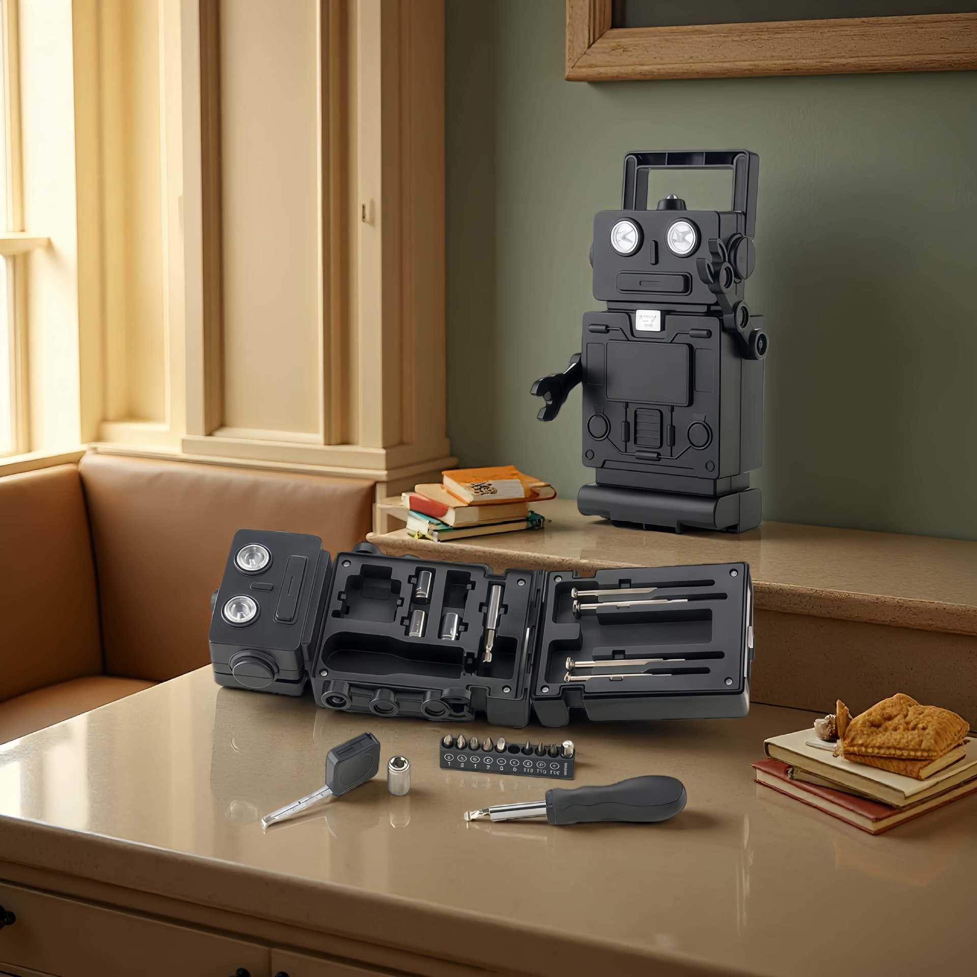 机器人模型五金工具电筒LED灯21pcs礼品工具套装家用维修工具箱套