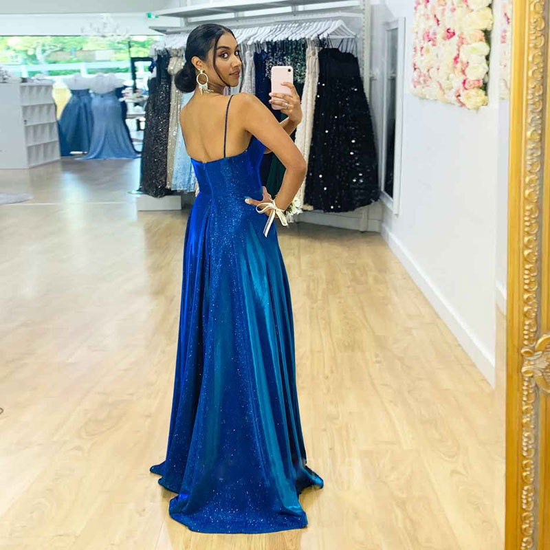 El Comercio exterior europeo y americano Amazon AliExpress deseo vestido de noche de las mujeres una correa sexy vestido largo elegante