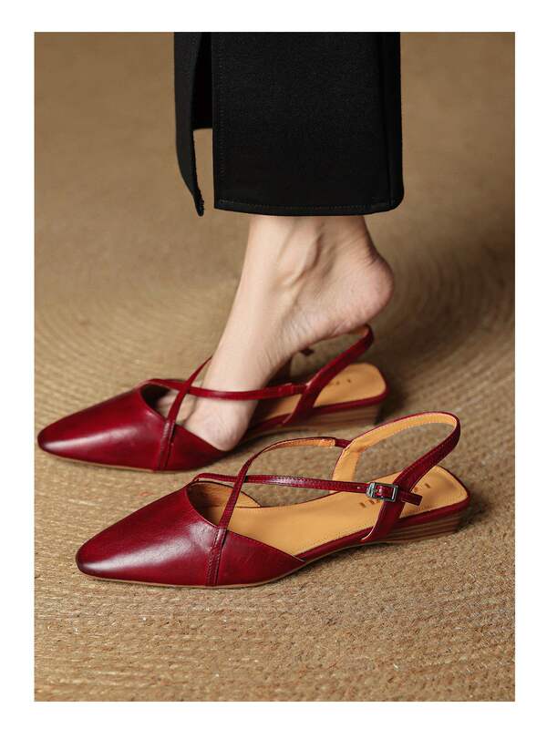 Super Comfortable~Soft Sole Makes You Look Slimmer~2.5Cm Low Heel Half-Covered Toe Sandals for Women, Summer Cross-Strap Flat Mary Jane Shoes 4