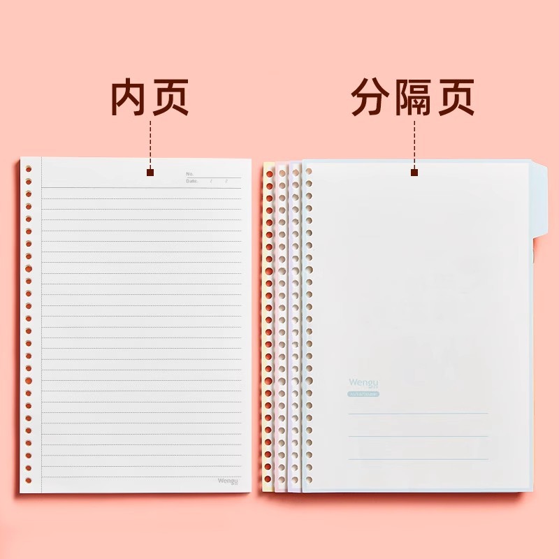 Wengu B017 libro desmontable de hoja dividida hebilla de plástico PP cubierta portátil de gran capacidad a5