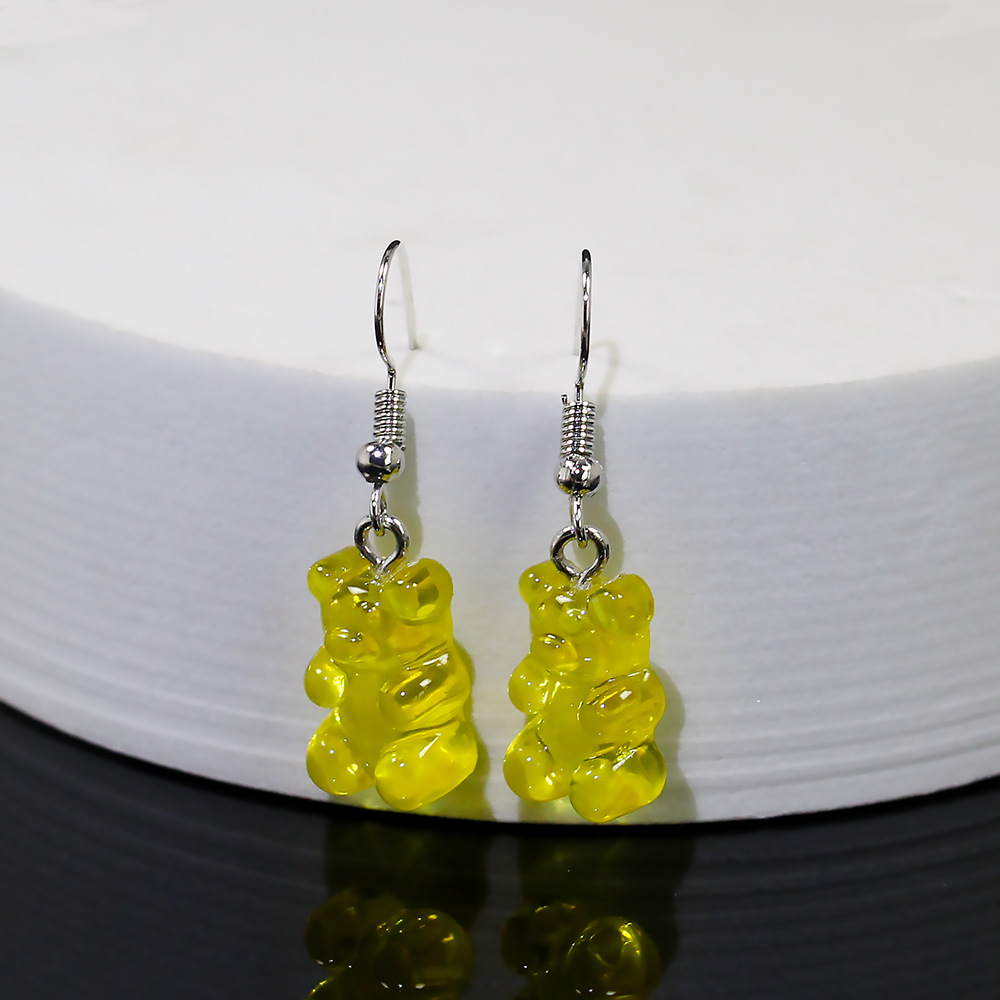 Traje de collar de oso transparente transfronterizo europeo y americano nuevo colgante de dibujos animados de color caramelo de resina collar de mujer de moda personalizada