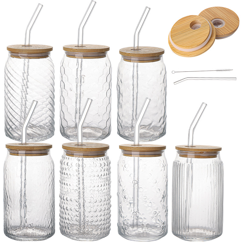 Amazon 16oz gran capacidad transfronteriza Mason Coca-Cola taza de vidrio con cubierta de paja taza de agua taza de té de leche taza de café