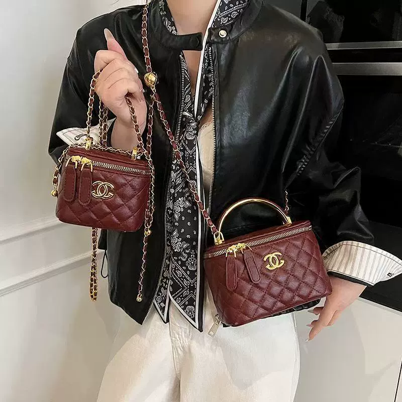 Shoulder Bag Quilted Chain Small Crossbody 2 Sizes, diamond pattern with chain strap
